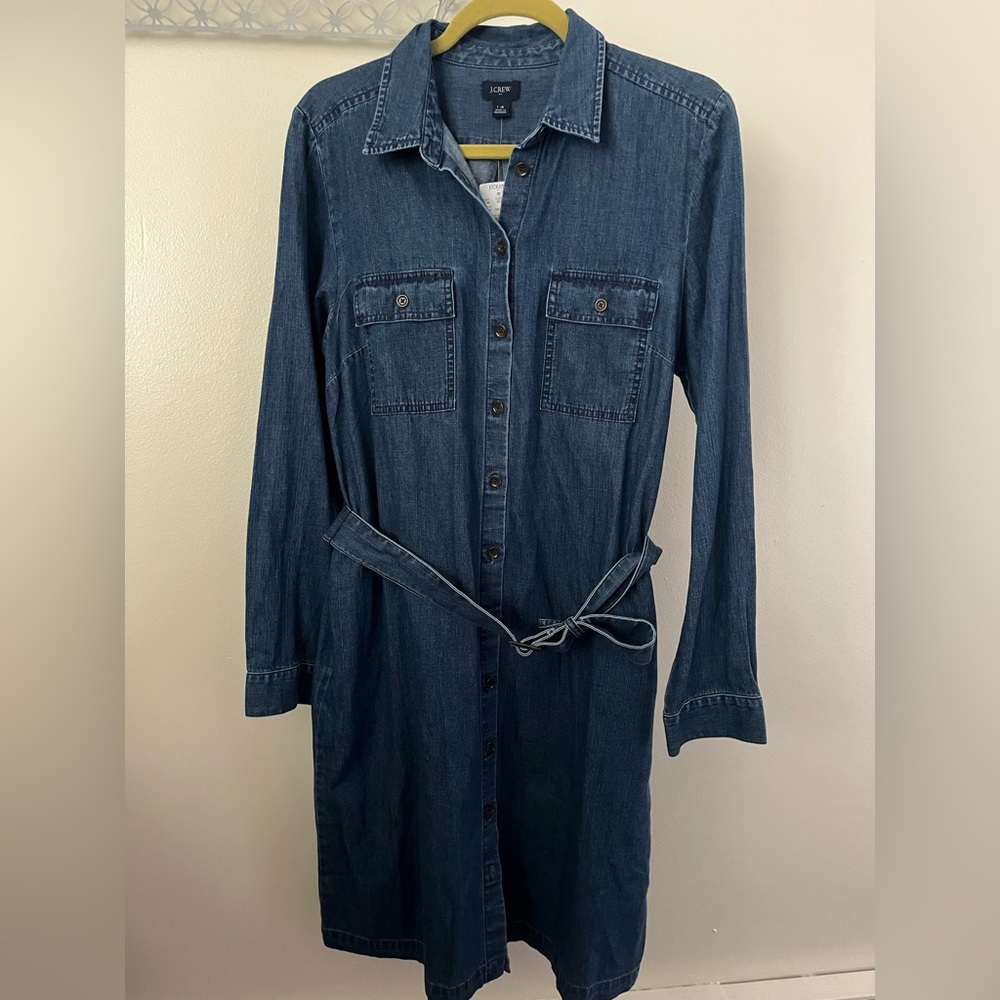 J Crew Women’s Blue Denim Shirt Dress NEW Size 14